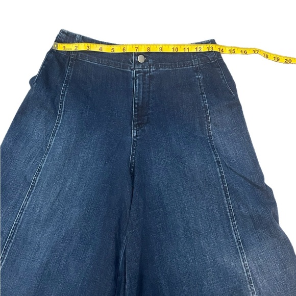 Anthropologie Maeve Colette HighRise Palazzo Wide Leg Cropped DarkWash Jeans 27p - Picture 6 of 8